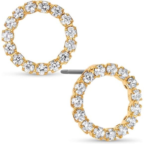 Simulated Diamond Stud Earrings for Women - Small Circle or Teardrop Cubic - Picture 1 of 7